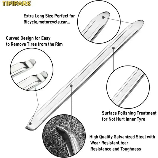 Motorcycle tire lever curved design galvanized steel with polished surface detail