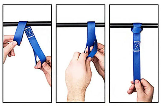 Soft loop tie down strap 3 step installation guide on handlebar