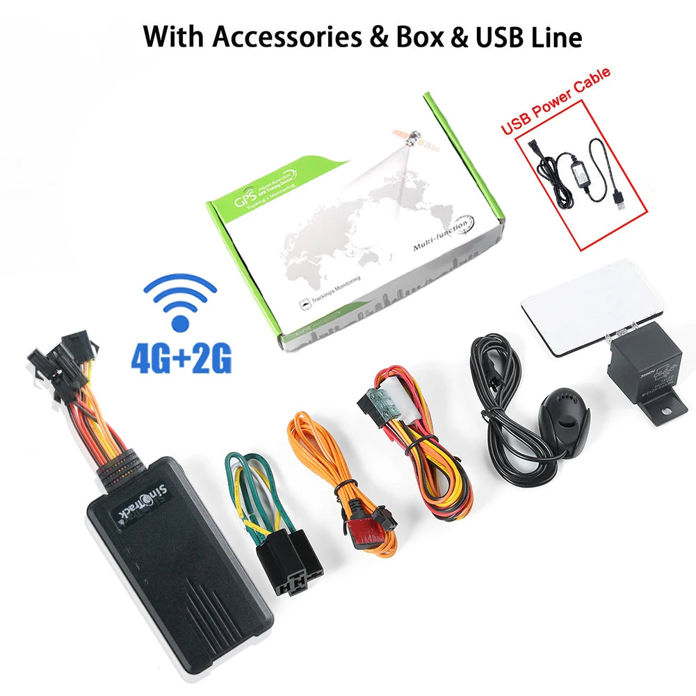 SinoTrack 4G 2G GPS tracker with accessories box and USB cable