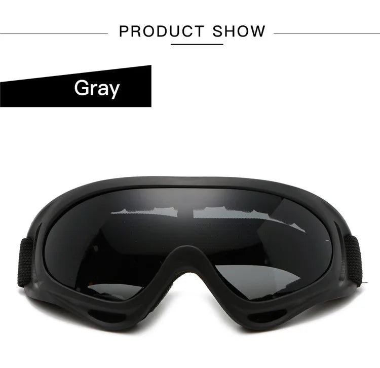 Motorcycle goggles gray tinted lens front view