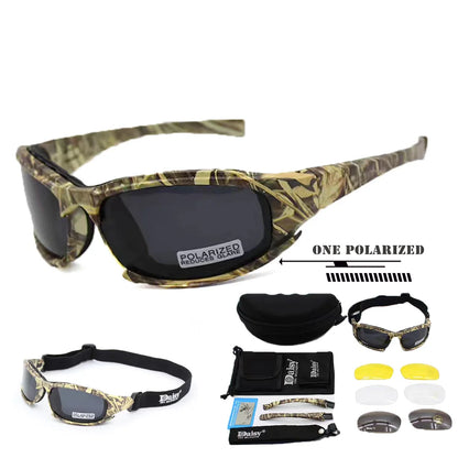 Motorcycle tactical polarized sunglasses X7 Camo with accessories and replacement lenses