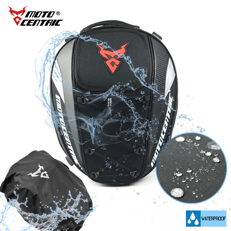 Motocentric motorcycle tail bag waterproof with rain cover