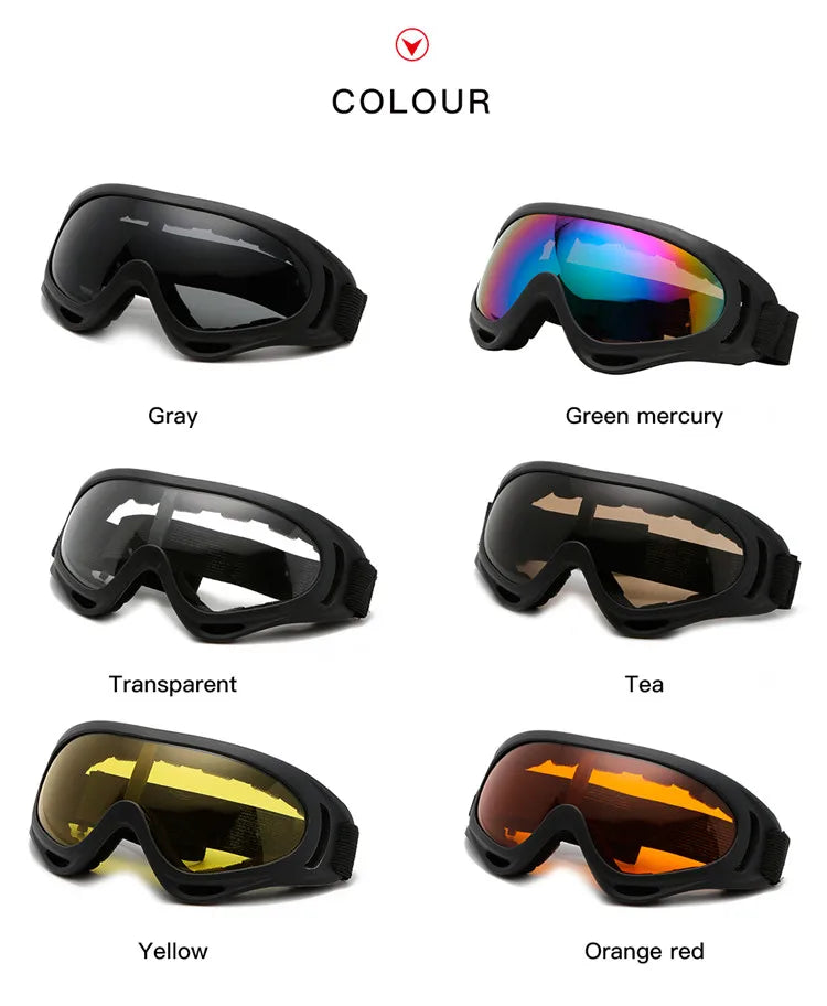 Motorcycle goggles lens color options gray green transparent tea yellow orange
