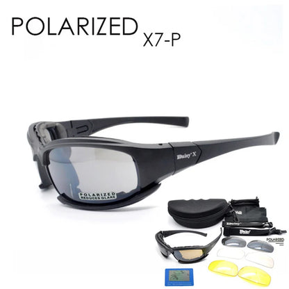 Motorcycle tactical polarized sunglasses X7-P with replacement lenses and case