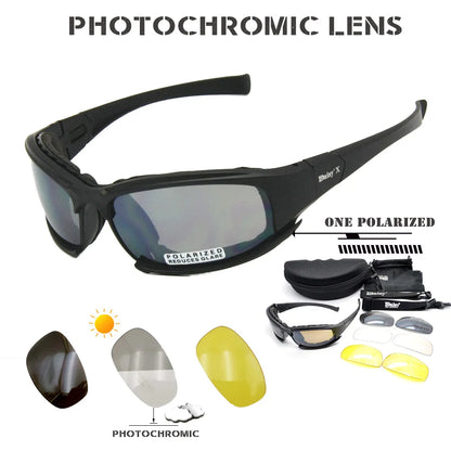 Motorcycle tactical sunglasses X7 photochromic lens with accessories and replacement lenses