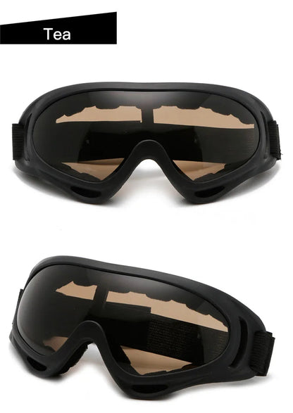 Motorcycle goggles tea brown tinted lens two angles UV protection