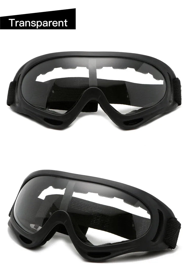 Motorcycle goggles clear transparent lens two angles night riding