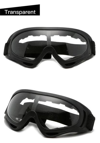 Motorcycle goggles clear transparent lens two angles night riding