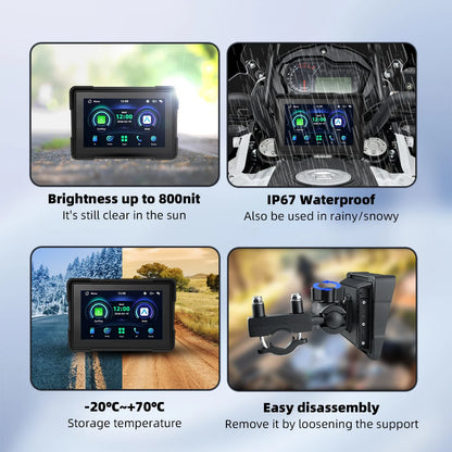 Motorcycle GPS 800 nits IP67 waterproof temperature range easy disassembly