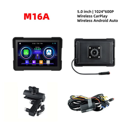 Motorcycle GPS M16A 5 inch CarPlay Android Auto with mount and cables