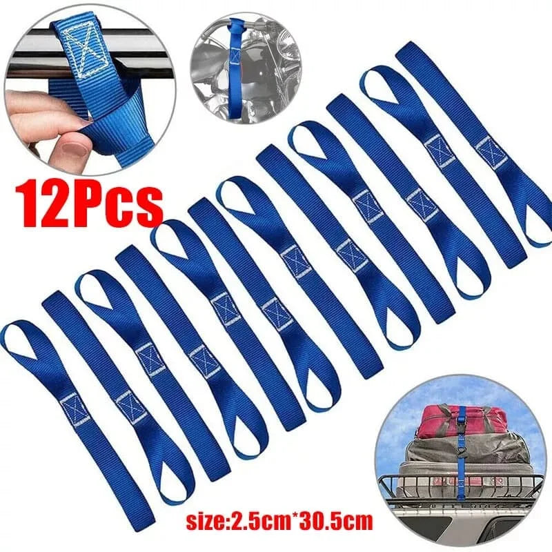 12-pack soft loop tie down straps for motorcycle ATV and cargo securing
