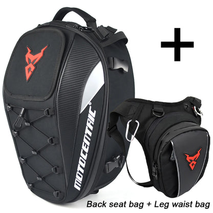 Motocentric motorcycle tail bag and leg waist bag combo set red