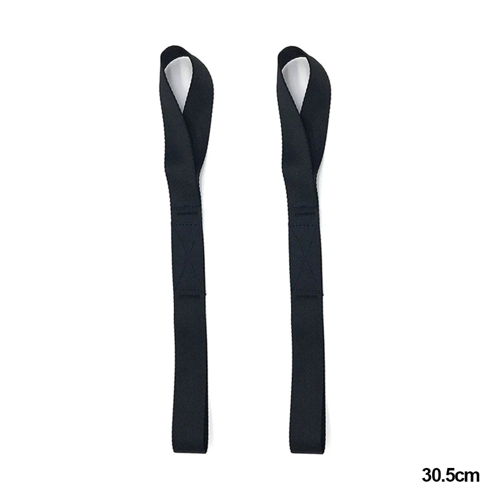 Black soft loop tie down straps 30.5cm motorcycle cargo securing pair
