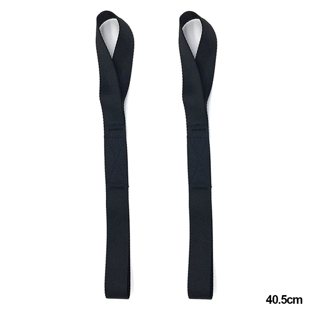 Black soft loop tie down straps 40.5cm motorcycle cargo securing pair