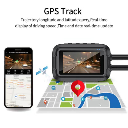 Motorcycle dash cam GPS tracking with real-time speed and route display