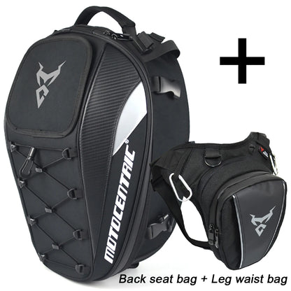 Motocentric motorcycle tail bag and leg waist bag combo set gray
