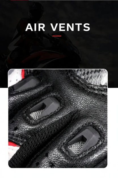 Motorcycle gloves carbon fiber air vents close-up breathable ventilation