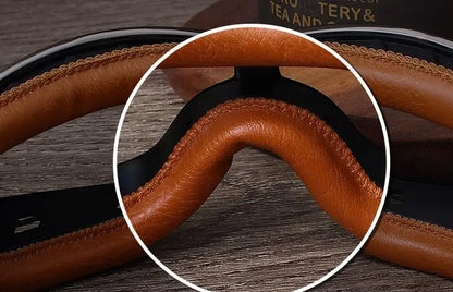Retro motorcycle goggles genuine leather frame stitching detail