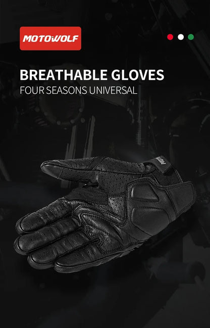 Motowolf breathable motorcycle gloves four seasons black carbon knuckle
