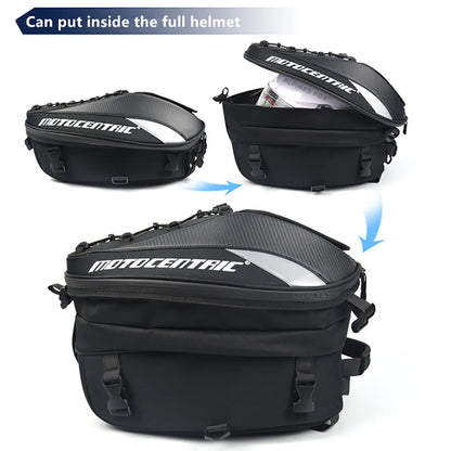 Motocentric motorcycle tail bag large capacity fits full helmet