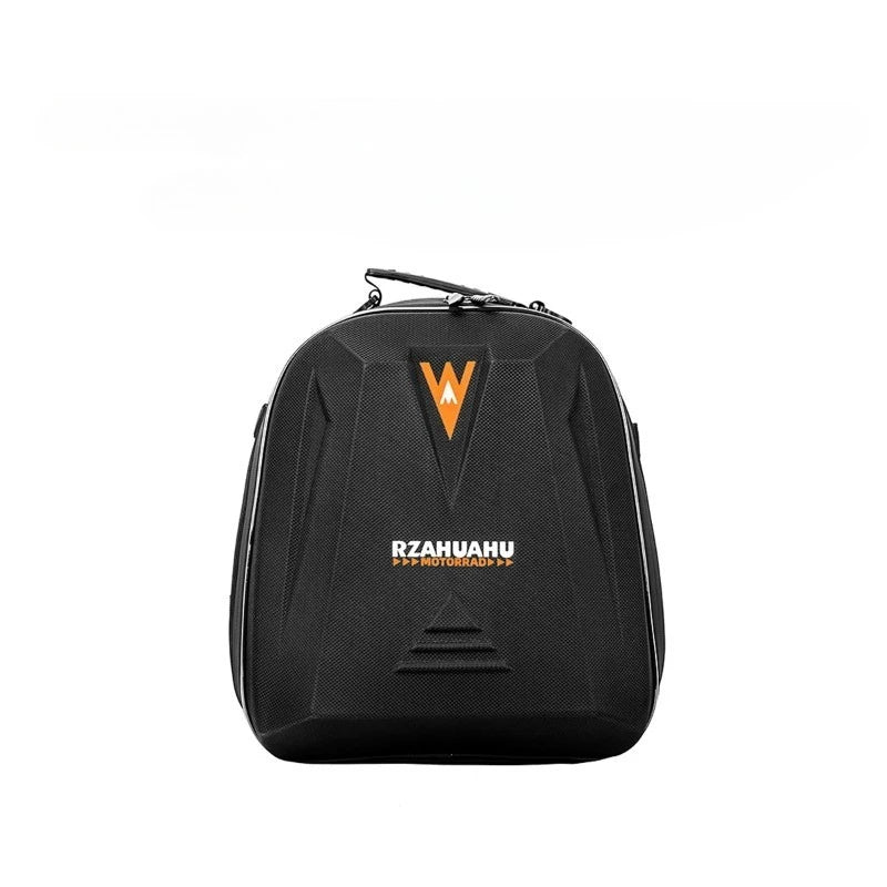 Motorcycle tail bag black hard shell front view