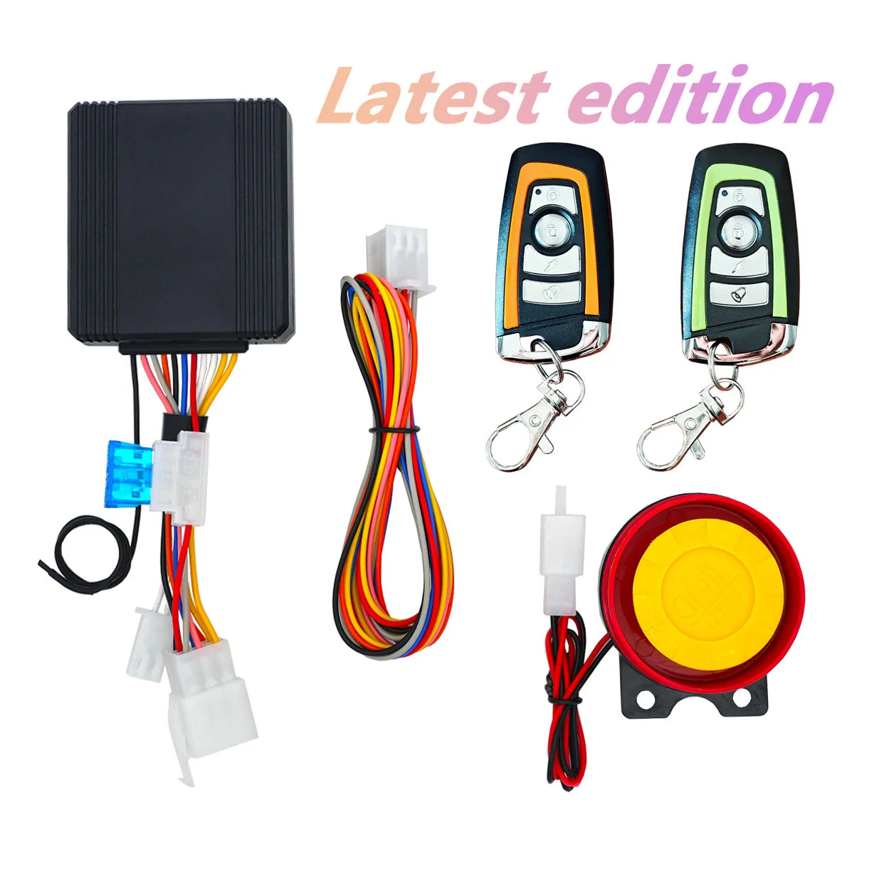 Motorcycle anti-theft alarm system with dual remote controls and horn