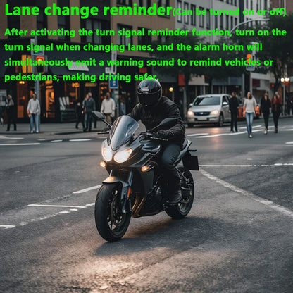 Motorcycle alarm system lane change reminder with horn warning