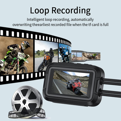 Motorcycle dash cam loop recording feature with automatic file overwrite