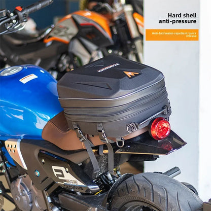 Motorcycle tail bag hard shell anti-pressure mounted on sport bike rear seat