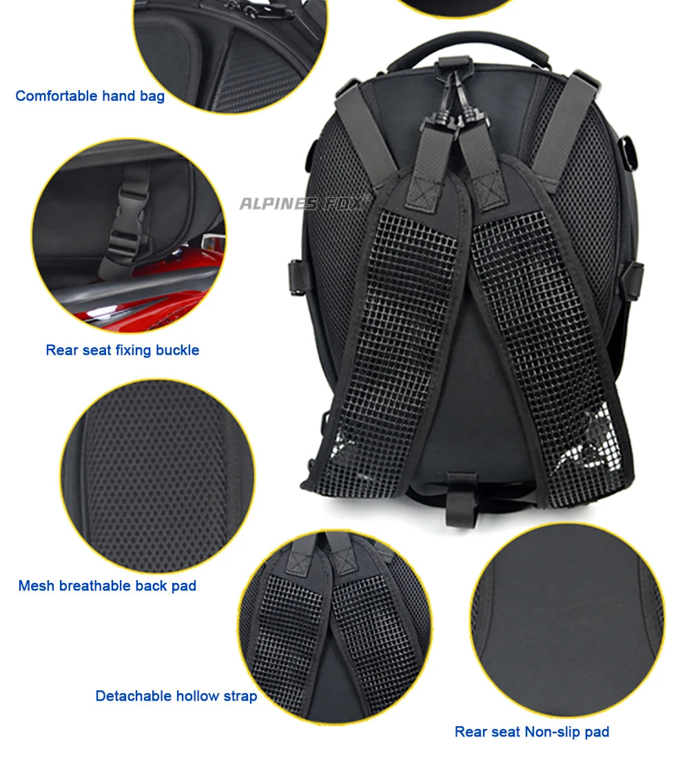 Motocentric motorcycle tail bag back details breathable pad non-slip seat fixing buckle