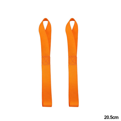 Orange soft loop tie down straps 20.5cm motorcycle cargo securing pair
