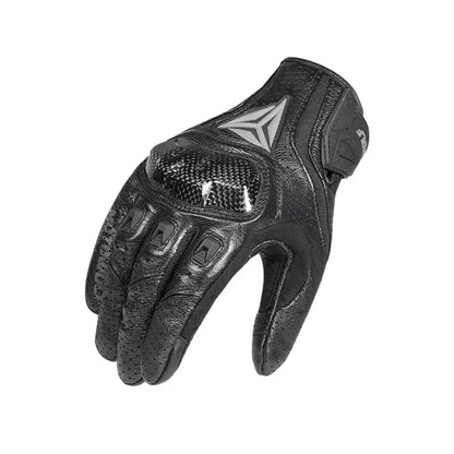 Motorcycle gloves black carbon knuckle variant front view