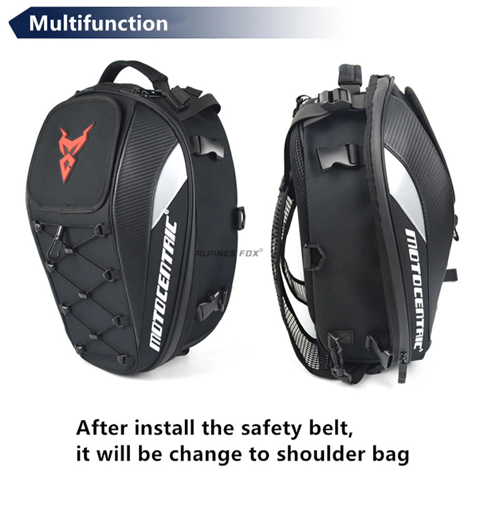 Motocentric motorcycle tail bag multifunction converts to shoulder bag