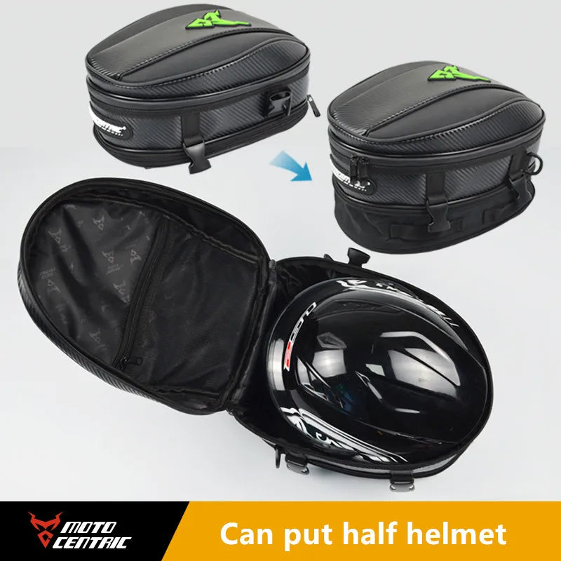 Motocentric tank bag expanded storing half helmet motorcycle cargo capacity