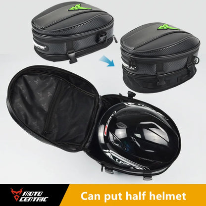 Motocentric tank bag expanded storing half helmet motorcycle cargo capacity