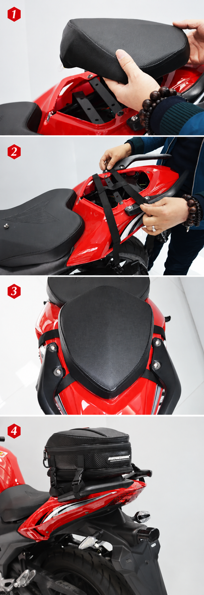 Motocentric tank bag 4 step rear seat installation guide motorcycle strap mounting