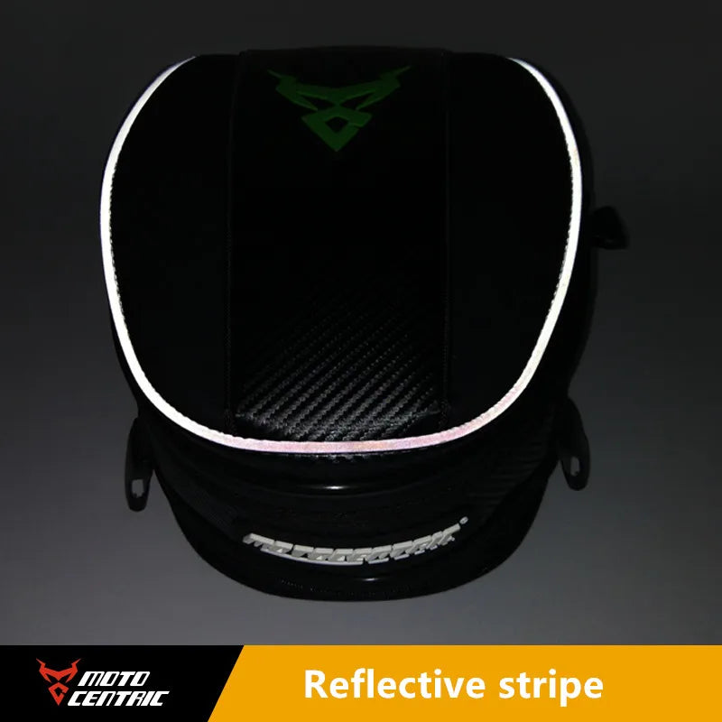 Motocentric tank bag reflective stripe night visibility motorcycle safety riding