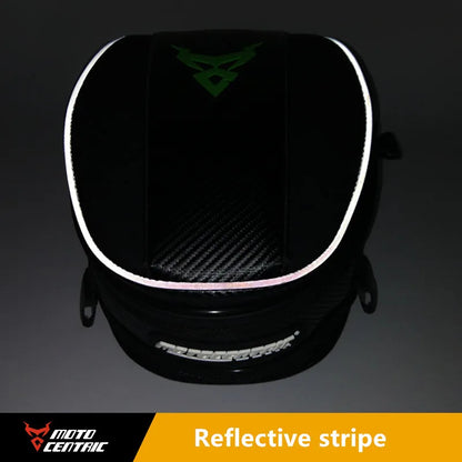 Motocentric tank bag reflective stripe night visibility motorcycle safety riding