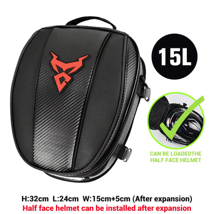 Motocentric tank bag red variant 15L expanded 32x24cm fits half face helmet motorcycle