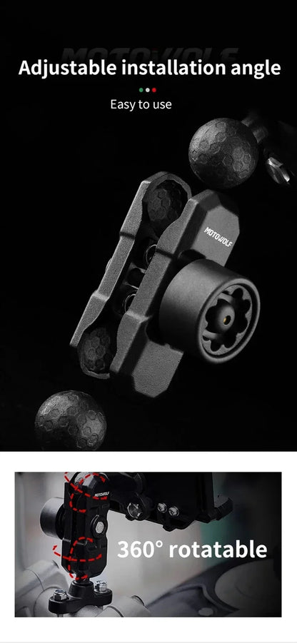 Motorcycle phone mount 360 degree rotatable ball joint adjustable installation angle
