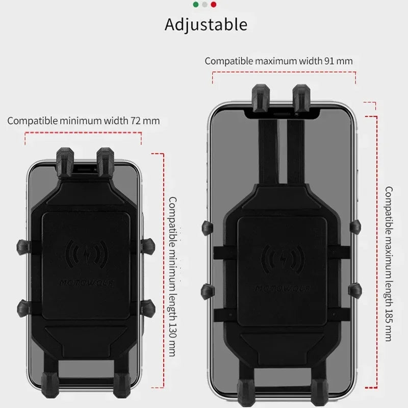 Motorcycle phone mount adjustable universal fit 72 to 91mm width 4 to 7 inch phones