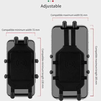Motorcycle phone mount adjustable universal fit 72 to 91mm width 4 to 7 inch phones