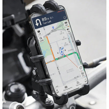 Motorcycle phone mount handlebar GPS navigation display riding in use